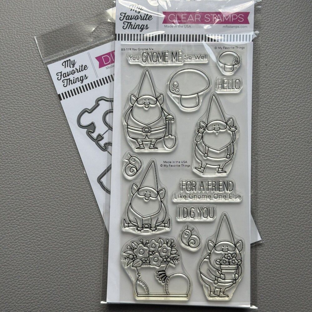 YOU GNOME ME My Favorite Things Clear Stamps & Dies Garden Fairytale gnomes